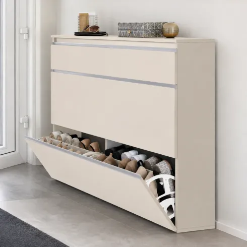 Scarpiera Salvaspazio 3 Ante Ribalta Beige 24 Paia Scarpe da Ingresso