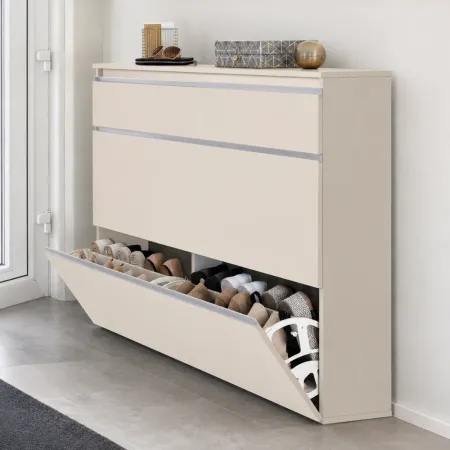 Scarpiera Salvaspazio 3 Ante Ribalta Beige 24 Paia Scarpe da Ingresso
