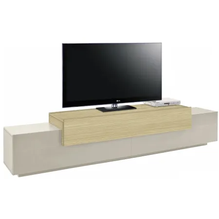 Mobile Porta Televisore da Appoggio Beige Rovere 3 Ante Ribalta Soggiorno