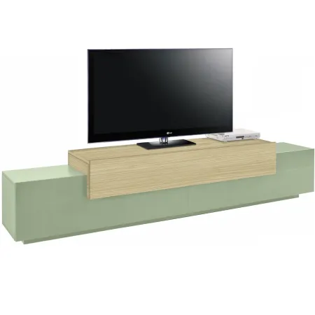 Mobile Porta Televisore Verde Salvia Rovere da Appoggio 3 Ante Ribalta