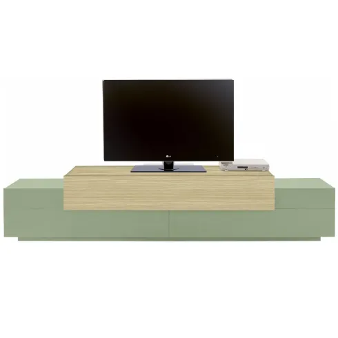 Mobile Porta Televisore Verde Salvia Rovere da Appoggio 3 Ante Ribalta
