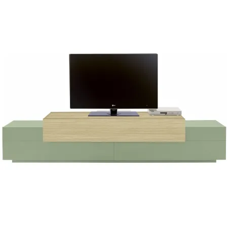 Mobile Porta Televisore Verde Salvia Rovere da Appoggio 3 Ante Ribalta