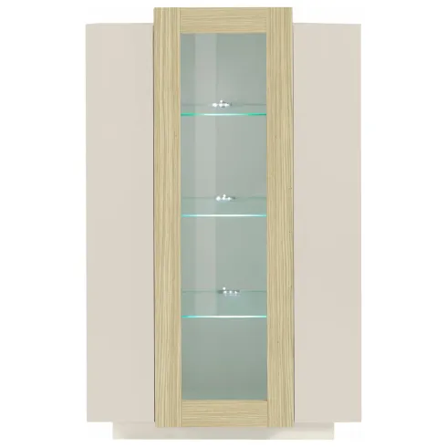 Vetrina Mobile da Soggiorno 3 Ante Beige Rovere Vetro Moderna 5 Ripiani