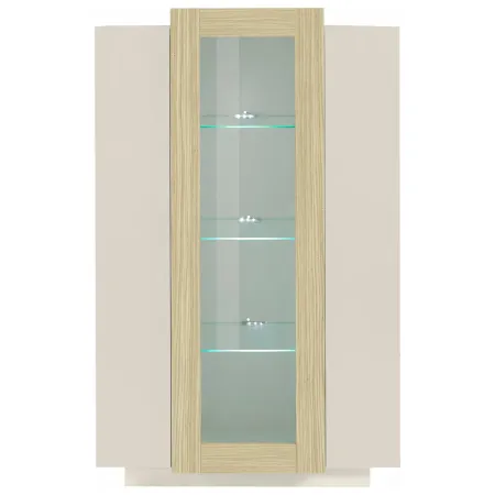 Vetrina Mobile da Soggiorno 3 Ante Beige Rovere Vetro Moderna 5 Ripiani