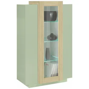 Vetrina Mobile 3 Ante Verde Salvia Rovere Moderna 5 Ripiani Soggiorno