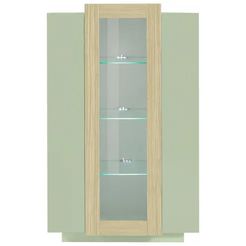 Vetrina Mobile 3 Ante Verde Salvia Rovere Moderna 5 Ripiani Soggiorno