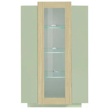Vetrina Mobile 3 Ante Verde Salvia Rovere Moderna 5 Ripiani Soggiorno