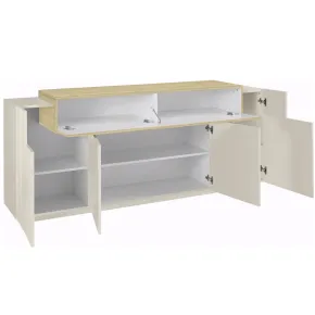 Credenza da Cucina Soggiorno Beige Rovere 5 Ante Battenti Ribalta 2