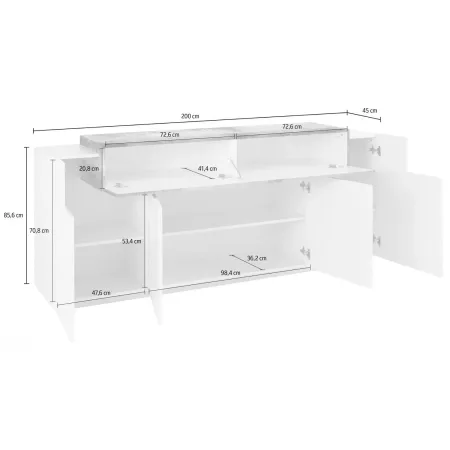 Credenza Cucina Soggiorno Verde Salvia Rovere 5 Ante Battenti Ribalta