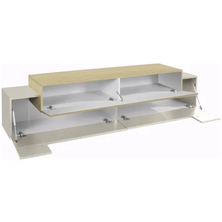 Mobile TV 200 cm 3 Ante a Ribalta Beige Rovere da Appoggio per Salotto