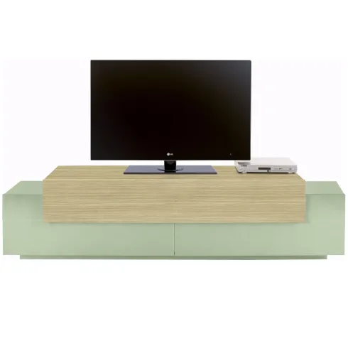 Mobile TV da Appoggio 200 cm 3 Ante a Ribalta Verde Salvia Rovere