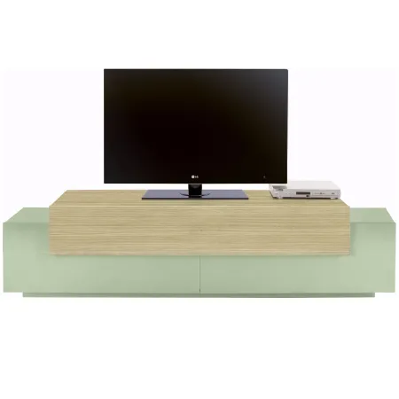 Mobile TV da Appoggio 200 cm 3 Ante a Ribalta Verde Salvia Rovere