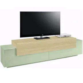 Mobile TV da Appoggio 200 cm 3 Ante a Ribalta Verde Salvia Rovere