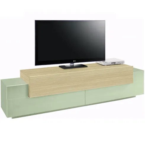 Mobile TV da Appoggio 200 cm 3 Ante a Ribalta Verde Salvia Rovere