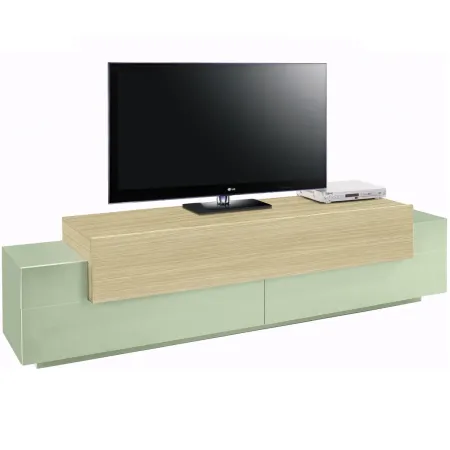 Mobile TV da Appoggio 200 cm 3 Ante a Ribalta Verde Salvia Rovere