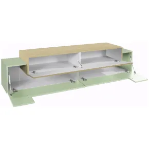 Mobile TV da Appoggio 200 cm 3 Ante a Ribalta Verde Salvia Rovere 2