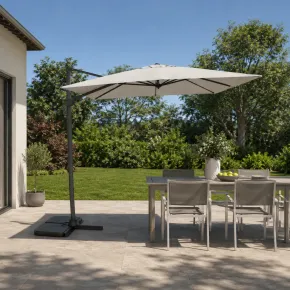 Ombrellone Decentrato da Giardino Grigio 270x270 cm Base Girevole 2