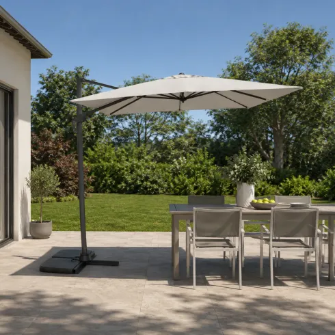 Ombrellone Decentrato da Giardino Grigio 270x270 cm Base Girevole