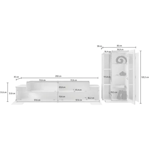 Parete Attrezzata Soggiorno 280 cm Porta TV Vetrina Legno Beige Rovere