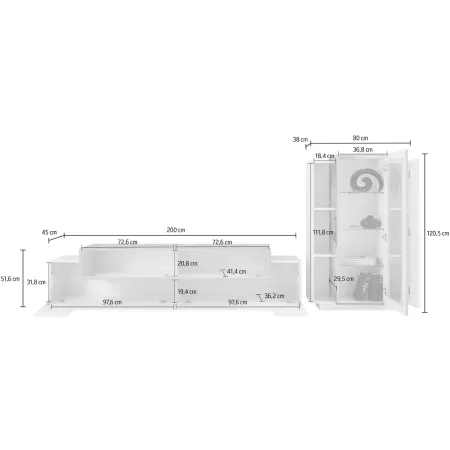 Parete Attrezzata Soggiorno 280 cm Porta TV Vetrina Legno Beige Rovere