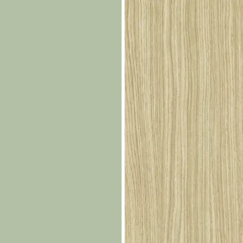 Parete Attrezzata Soggiorno 280 cm Verde Salvia Rovere Porta TV Vetrina