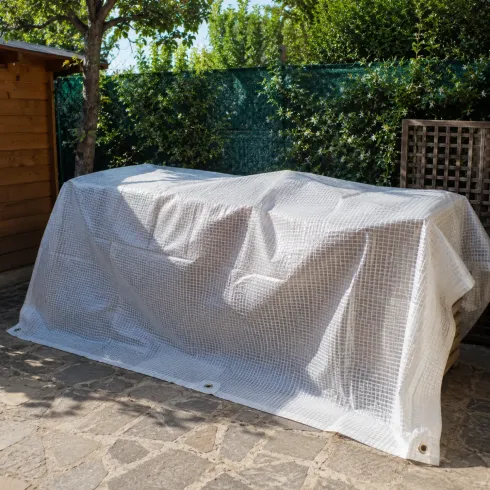 Copertura Telo Occhiellato PE Bianco 3x5 m Impermeabile Lavabile