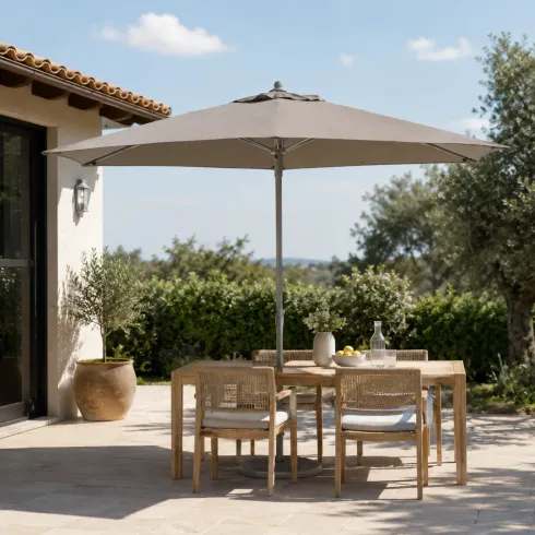 Ombrellone Rotondo diametro 2.4 metri Grigio da Giardino Antivento | BricoShop24
