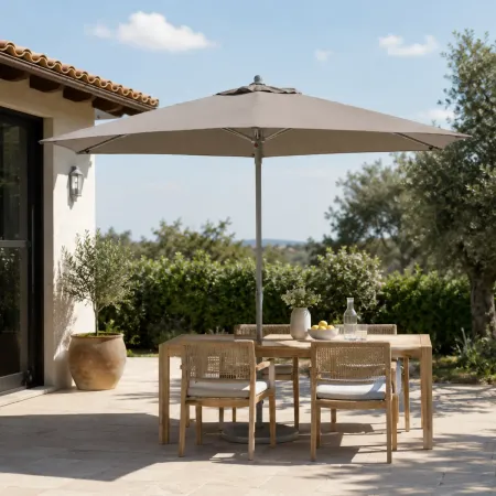 Ombrellone Rotondo diametro 2.4 metri Grigio da Giardino Antivento | BricoShop24
