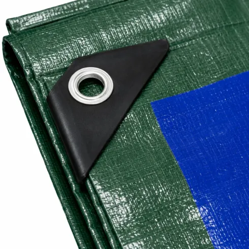 Telo Occhiellato Impermeabile in Polietilene Verde Blu 10x14m 130g/m2