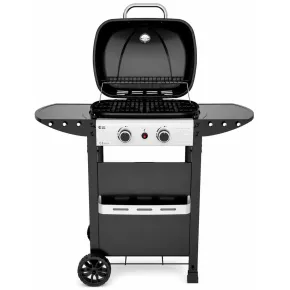 Barbecue a Gas 2 Fuochi 5 kW Griglia in Ghisa Smaltata Scaldavivande