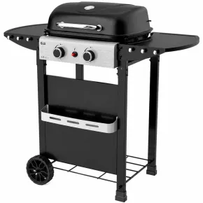 Barbecue a Gas 2 Fuochi 5 kW Griglia in Ghisa Smaltata Scaldavivande 2