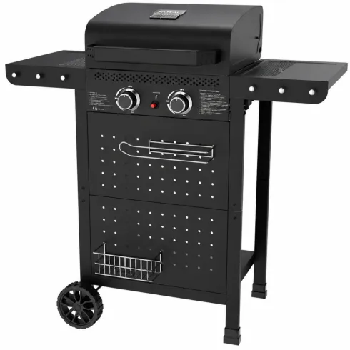 Barbecue a Gas 2 Bruciatori Acciaio Inox 5 kW Griglia in Ghisa Smaltata