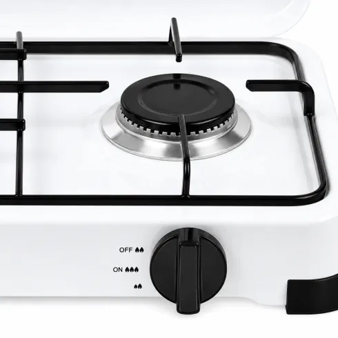Fornello a Gas GPL 2 Fuochi Portatile 4,4 kW con Coperchio da Esterno