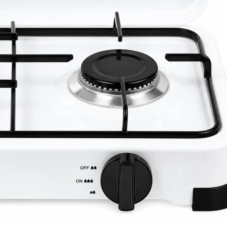 Fornello a Gas GPL 2 Fuochi Portatile 4,4 kW con Coperchio da Esterno