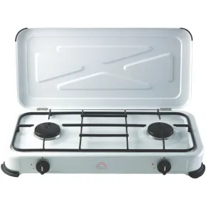 Fornello a Gas DCG GPL 2 Fuochi 2,6 kW con Coperchio Antipolvere