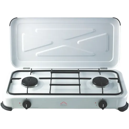 Fornello a Gas DCG GPL 2 Fuochi 2,6 kW con Coperchio Antipolvere