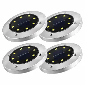 Set 4 Pezzi Luce Solare Segnapasso con Sensore Crepuscolare 8 LED