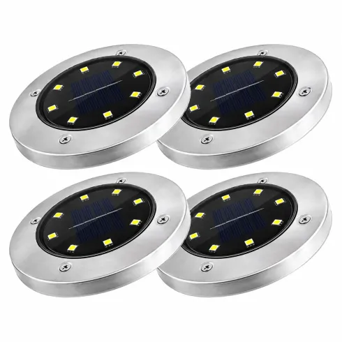 Set 4 Pezzi Luce Solare Segnapasso con Sensore Crepuscolare 8 LED