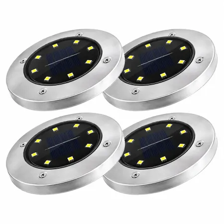 Set 4 Pezzi Luce Solare Segnapasso con Sensore Crepuscolare 8 LED