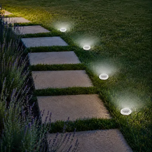 Set 4 Pezzi Luce Solare Segnapasso con Sensore Crepuscolare 8 LED