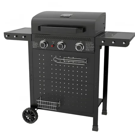 Barbecue a Gas 3 Bruciatori 7,5kW Griglia in Ghisa 55x34cm Giardino
