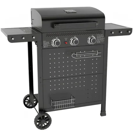 Barbecue a Gas 3 Bruciatori 7,5kW Griglia in Ghisa 55x34cm Giardino