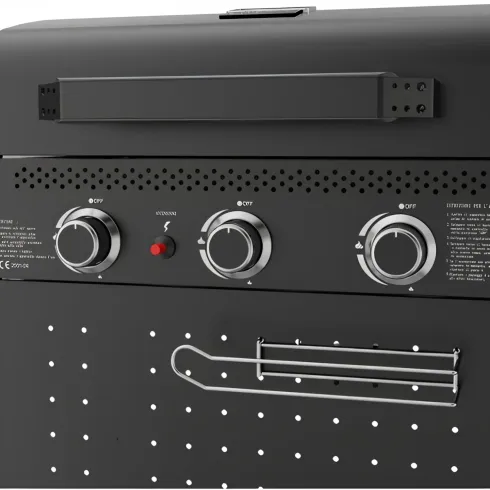 Barbecue a Gas 3 Bruciatori 7,5kW Griglia in Ghisa 55x34cm Giardino