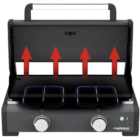 Barbecue Gas Plancha da Tavolo Campignaz 2 Fuochi 6kW Piastra in Ghisa