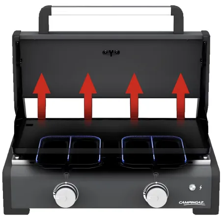 Barbecue Gas Plancha da Tavolo Campignaz 2 Fuochi 6kW Piastra in Ghisa