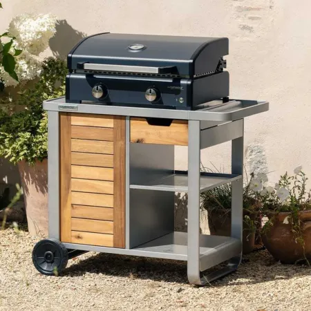 Barbecue Gas Plancha da Tavolo Campignaz 2 Fuochi 6kW Piastra in Ghisa