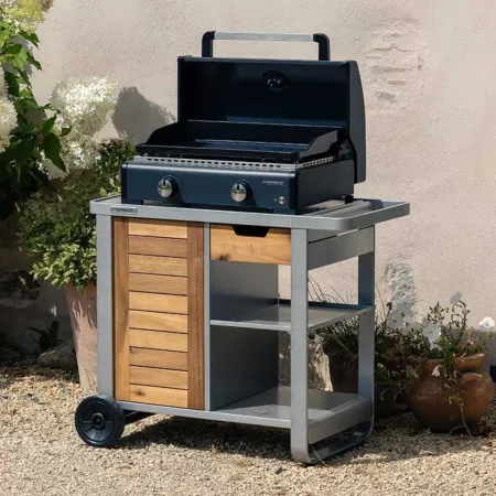 Barbecue Gas Plancha da Tavolo Campignaz 2 Fuochi 6kW Piastra in Ghisa