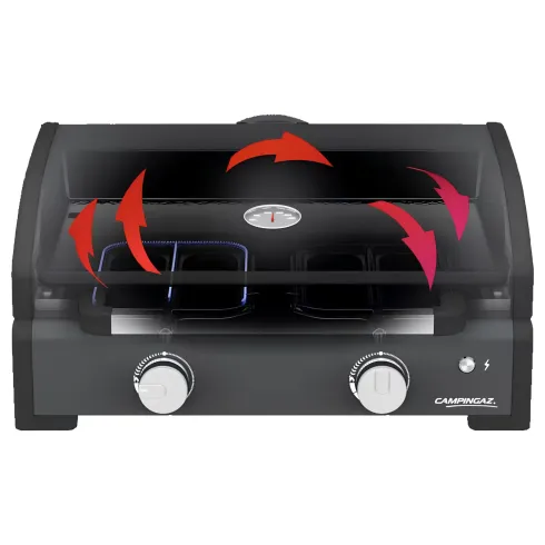 Barbecue Gas Plancha da Tavolo Campignaz 2 Fuochi 6kW Piastra in Ghisa