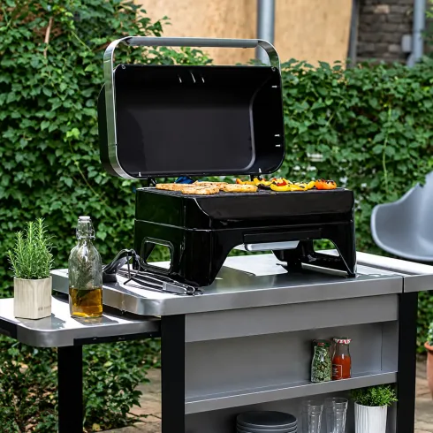 Barbecue a Gas da Tavolo Campignaz 2,4kW Griglia in Ghisa Portatile