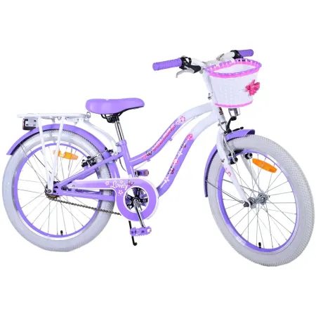 Bicicletta Bambini 20" Sportiva Viola Cestino Portapacchi Cavalletto